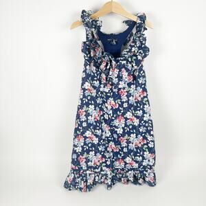Ralph Lauren Ruffle Floral Sleeveless Cotton Dress Blue Kids Size 8
